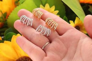 Trendy Hiphop Geometric Design Multi-layer Claw Shape Stud <b>Earrings</b> Brass 18K Gold Plated Zircon <b>Piercing</b> Women Girls Wholesale - Product Image 4