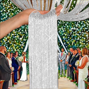 Zarif Simli İp Kapı Perdesi Boncuklu Saçaklı Polyester Kumaş Püsküllü Pencere Paneli Ev Yaşam Alanı Düğün Dekoru - Product Image 2