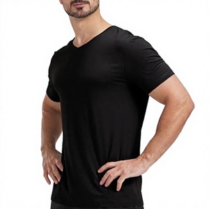 T-shirts pour hommes à col en V avec logo personnalisé, coton léger, vêtements décontractés, fabricant en gros de t-shirts pour hommes - Product Image 6