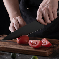 Xyj couteau de Chef de cuisine, en acier inoxydable, anti-adhésif noir, lame de revêtement noir avec manche G10 de qualité militaire