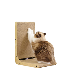 L-vormige moderne grote luxe krabpaal voor katten met duurzaam houten blad en papieren pad beschermen meubels voor katten - Product Image 5