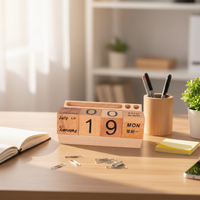Calendrier perpétuel en bois de bambou peint, cubes pour le bureau, utilisation de l'Avent, avec couleur et taille personnalisées