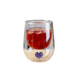Taza de Café de Vidrio de Doble Capa con Diseño Nuevo, Taza de Vidrio de Borosilicato Alto con Corazón de <span class=keywords><strong>Amor</strong></span> en el Interior, Diseño Personalizado - Product Image 6