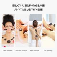 Kit chauffe-pierres de massage portables haut de gamme Hugeworth, pierres chaudes en basalte naturel, contrôle de température 20-70°C, massage par connexion électrique