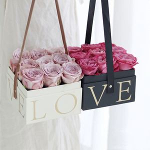 กล่องของขวัญทรงสี่เหลี่ยมหุ้มหนังพกพาสะดวก พิมพ์ลาย LOVE สำหรับร้านขายดอกไม้ - Product Image 2