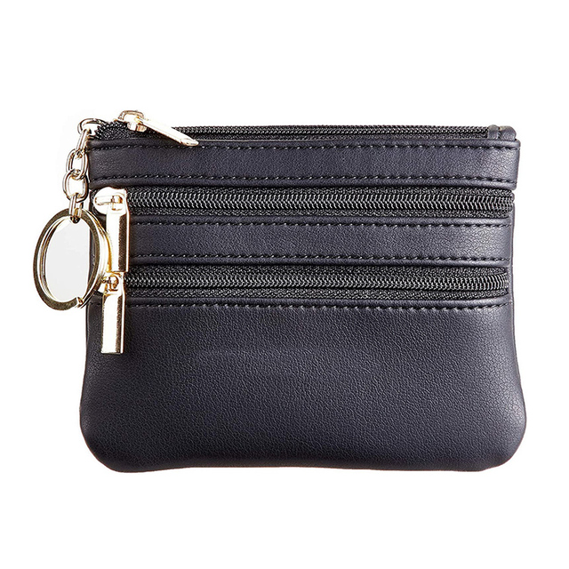 Mini PU Leather Cosmetic Bag Small Makeup Pouch Zipper Organizer for Keys and Accessories