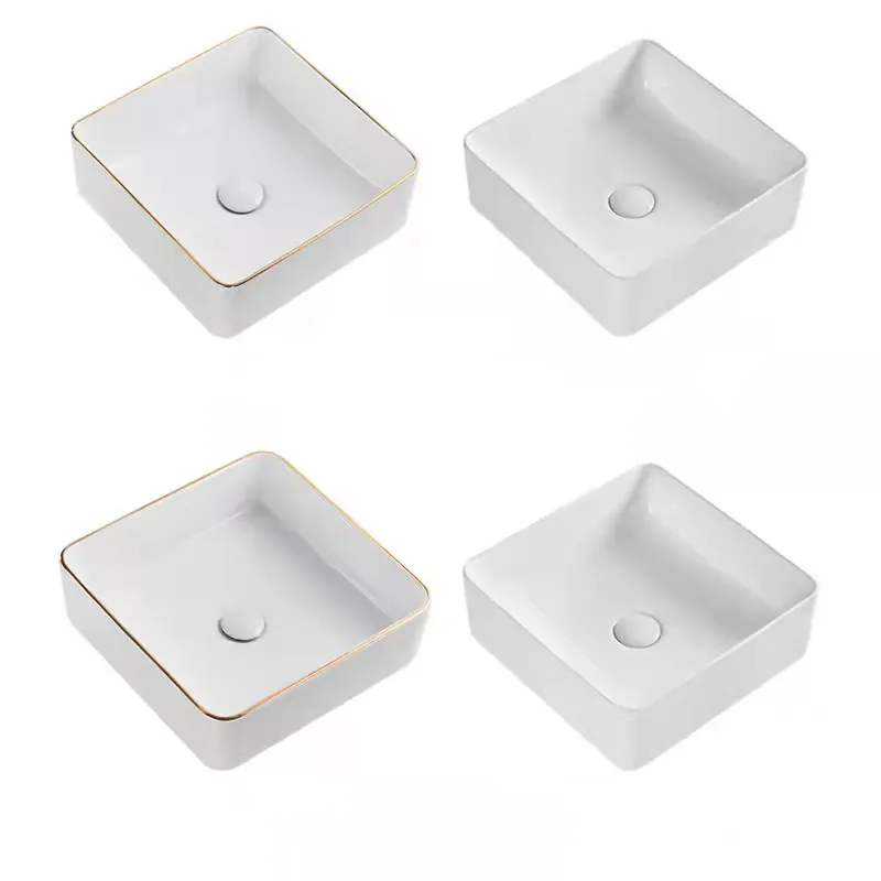 Medyag OEM Small Ceramic White Art Basin Rectangular Bathroom Countertop Vessel Sink Wash Basin
