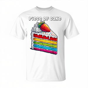 T-shirt unisexe pour adulte, col rond, manches courtes, impression numérique, motif Piece Of Cake Rainbow Layer Cake Slice - Product Image 3