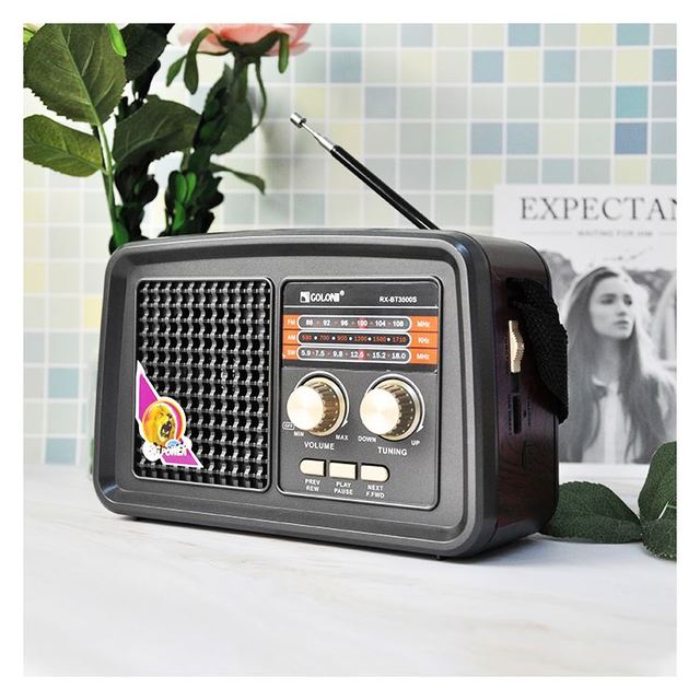 RX- BT3500s Retro Vintage En Stock Small Portable Wood Emerganzy Speaker Emergency Led Torch a Valvula Am Y Fm Solar Radio