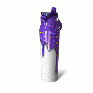 Botella de agua de acero inoxidable de 32 oz con tapa con pajita oculta, libre de BPA, estilo creativo de helado, botella de agua de acero inoxidable con pajita. - Product Image 5