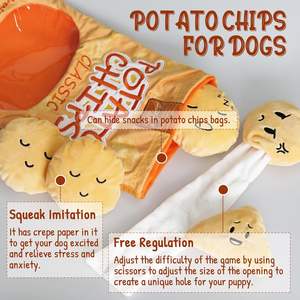 Yumuşak peluş doldurulmuş köpek oyuncak gıcırtılı özelliği interaktif Pet interaktif ve hareket oyuncaklar peynir patates cipsi çiğnemek ses - Product Image 5