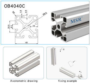 شركة مصنعة صينية rohs oem odm طول مخصص فضي وأسود بأكسيد 40*40 ملف بثق ألومنيوم - Product Image 6