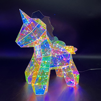 Lampe licorne holographique irisée, lumière prismatique lumineuse 3D LED, veilleuse d'intérieur, alimentation USB, écologique, commande par bouton
