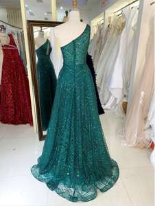 Abito da Sera Monospalla con Paillettes <span class=keywords><strong>Verde</strong></span> Smeraldo/Blu Reale/Grigio Argento/<span class=keywords><strong>Rosso</strong></span> Bordeaux - Product Image 3