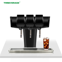 Fontaine à boissons gazeuses professionnelle 3 robinets avec carbonateur intégré, distributeur de sirop froid et tour à cola avec machine de refroidissement