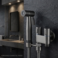 Ensemble de pulvérisateur de bidet gris anthracite avec vanne à double commande et tuyau flexible pour salle de bain et toilettes