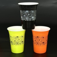 Herbruikbare, recyclebare PP wegwerpbeker voor koude dranken (16 oz), bubble tea, fruitthee, koffie, zwart, enkelwandig, UV-bestendig plastic.
