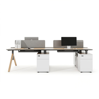 Bureau modulaire moderne 4 places Mobilier de poste de travail en coworking avec espace ouvert extensible Personnel de bureau design en bois