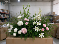Composition florale artificielle verte, blanche et rose pour allée, base de 80 cm, hauteur de 60 à 90 cm, pour décoration d'événements de mariage
