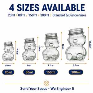 Frasco de Vidrio con Forma de Oso con Tapa de Rosca 50ml 80ml 150ml 300ml para Velas, Dulces, Almacenamiento, Regalos, Manualidades, Botella de Vidrio Vacía al por Mayor - Product Image 3