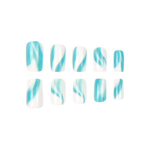 24 <span class=keywords><strong>uñas</strong></span> postizas artificiales pintadas con degradado <span class=keywords><strong>azul</strong></span> <span class=keywords><strong>de</strong></span> alta calidad Acabado brillante <span class=keywords><strong>de</strong></span> forma rectangular para uso diario Aplicación en los dedos - Product Image 4
