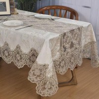 Nappe élégante en dentelle vintage, broderie florale complexe, imperméable, personnalisable, pour réception de mariage, banquet