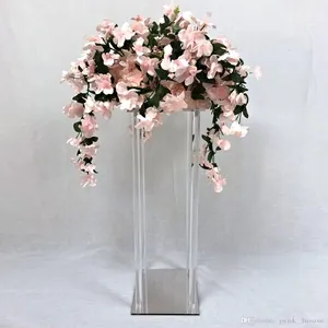 Supporto per fiori in acrilico trasparente trasparente alto 80cm per centrotavola per matrimoni