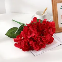 Свадебный Шелковый цветок VPX1523, настенное украшение, белая роза, красная Гортензия, оптовая продажа, высокое качество, 5 головок гортензии, искусственный цветок