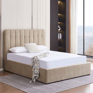 Lit rembourré sur mesure 2026 en tissu doux, taille complète, lit queen, cadre de lit king size en bois avec rangement, style antique, luxe moderne - Product Image 4