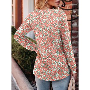 Blusa elástica de manga larga con estampado floral para mujer, camisa tipo túnica para uso diario - Product Image 4