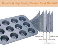Plaque de cuisson antiadhésive en acier au carbone pour 12 muffins, moule à cupcakes personnalisable, idéale pour la pâtisserie maison et l'utilisation au four.