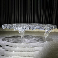 Forme irrégulière Glacier Cascade Table à thé transparente Résine époxy Ondulation de l'eau Table à manger pour Villa Hôtel Meubles de maison