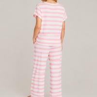 Ensemble de pyjama rayé confortable et respirant personnalisé en usine, vêtements décontractés pour femmes, ensemble de vêtements de nuit en modal pour l'été
