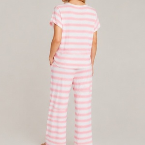 Conjunto de Pijamas a Rayas Cómodos y Transpirables de Fábrica, <span class=keywords><strong>Ropa</strong></span> Casual <span class=keywords><strong>para</strong></span> Mujer, Conjunto de <span class=keywords><strong>Ropa</strong></span> de Dormir Modal de Verano - Product Image 4