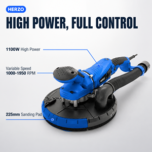 HERZO 225mm Variabler Drehzahlschleifer für Trockenbau 1100W Klett-Industrieschleifer 220-240V - Product Image 2