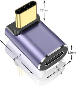 <b>USB</b> <b>C</b> 90 Degree <b>Adapter</b> 100W 40Gbps <b>USB</b> <b>C</b> Right Angle <b>Adapter</b> Support 8K Video Display Type <b>C</b> Male to Female Connector - Product Image 2