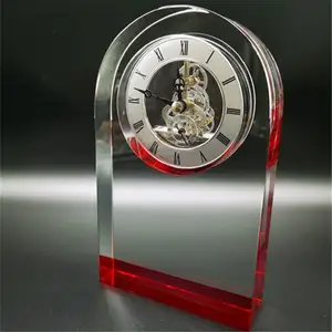 High-End Aangepaste Bruiloft Cadeau Mode Souvenir Kristallen Klok Crystal Clock Cadeau