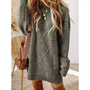 Maglione Oversize da Donna Autunno Inverno con Collo a Giro e Motivo a Treccia Diamantata, Maniche Lunghe, Morbido, Caldo e Confortevole - Product Image 3