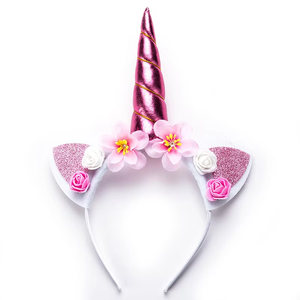 HLC Carnival <strong>Unicorn</strong> Rainbow Headband Gold Sequin Horn for Birthday <strong>Party</strong> <strong>Supplies</strong> Fun Cat Ear Head Bands Girls Hair Accessories - Product Image 1