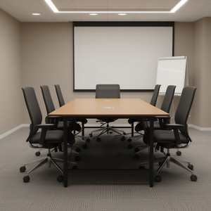 Table de conférence rectangulaire moderne de 6 pieds avec pieds en métal, montage facile, bureau de salle de réunion pour 6 à 8 personnes, mobilier en placage de bois - Product Image 2