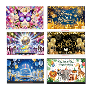 Nouvelle Arrivée Bannière et Toile de Fond Joyeux Anniversaire - Fournitures de Fête Transfrontalières en Polyester, Drapeau Décoratif pour Réunions Intérieures et Extérieures - Product Image 2