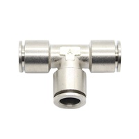 Raccord pneumatique en laiton PE à 3 voies, raccord rapide plaqué, type T, raccords de tuyauterie pneumatique en métal, connecteur de tube PU, tuyau d'air à pousser