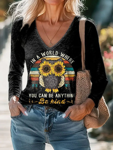 <span class=keywords><strong>Blusa</strong></span> Túnica Casual de Primera Calidad para Mujer, Nueva Moda Primavera Verano, Transpirable, Suave, Estampado Floral Vintage, Cuello en V, Manga Larga - Product Image 3