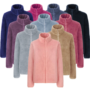 Factory Direct Sale Wholesale <strong>Womens</strong> Soft Butter <strong>Sherpa</strong> Zip Jacket Casual Polar Fleece <strong>Hoodies</strong> Ladies - Product Image 2