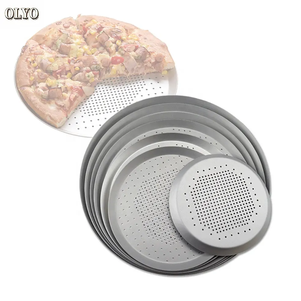 11 Inch Aluminium Geperforeerde Pizza Bakplaat Ronde Pizza Crisper Pan Met Gaten Voor Oven