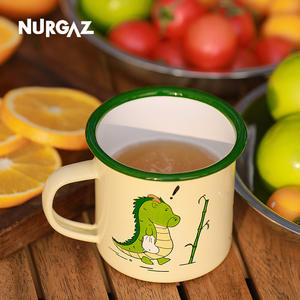 Taza Esmaltada Nurgaz de 270 ml, Diseño de Dragón Estilo Nacional, Taza Metálica Ligera para Camping con Borde Envolvente - Product Image 3