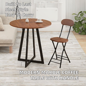 WORKSPACE DFC-2021 Table basse portable de haute qualité au design moderne en marbre, acier inoxydable et base en bois massif, mobilier pour la maison - Product Image 2