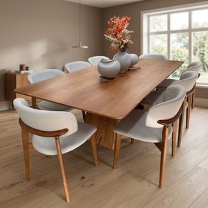 Mesa de Comedor Cuadrada Moderna de Madera Maciza con 8 Sillas, Diseño Escandinavo, Muebles Estables para el Comedor del Hogar - Product Image 3
