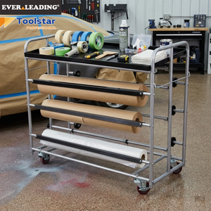 Carro de preparación de pintura para carrocerías de automóviles, de metal de alta resistencia, de lujo, con bandeja grande de 36 pulgadas y dispensador automático de papel y plástico - Product Image 1