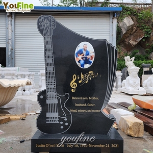 Tombeau de pierre tombale de guitare en <span class=keywords><strong>marbre</strong></span> <span class=keywords><strong>noir</strong></span> de cimetière simple - Product Image 5